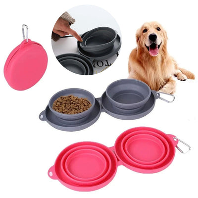 Plato Doble Plegable para Mascotas