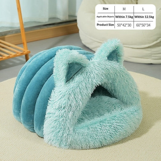 Cat Ear Pet Bed in turquoise